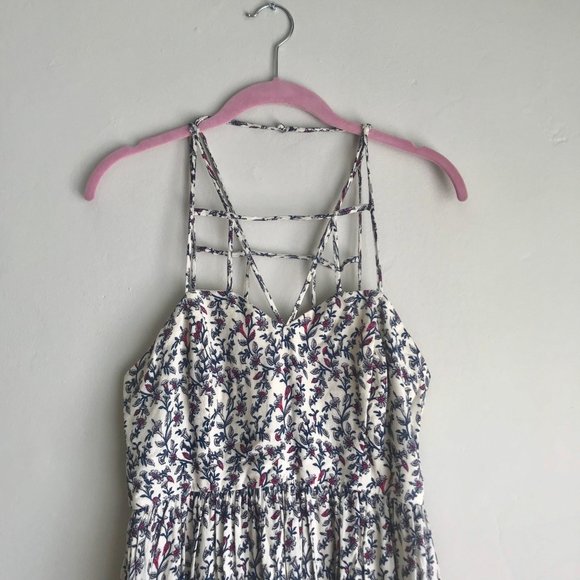 FOREVER 21 / Cream & Blue Floral Strappy Dress - Picture 2 of 8